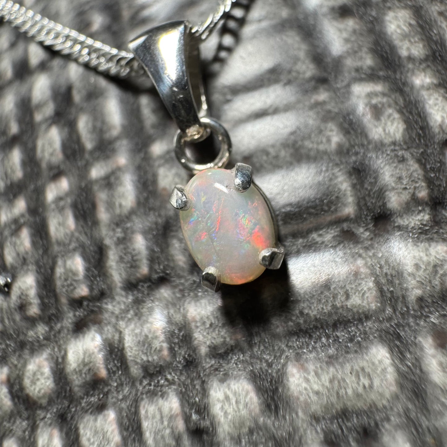 'Kakadu Reflections' ~ Handcrafted 0.6ct Solid Coober Pedy Opal Sterling Silver Pendant Necklace