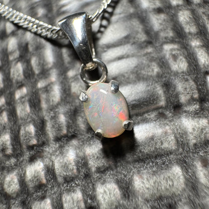 'Kakadu Reflections' ~ Handcrafted 0.6ct Solid Coober Pedy Opal Sterling Silver Pendant Necklace