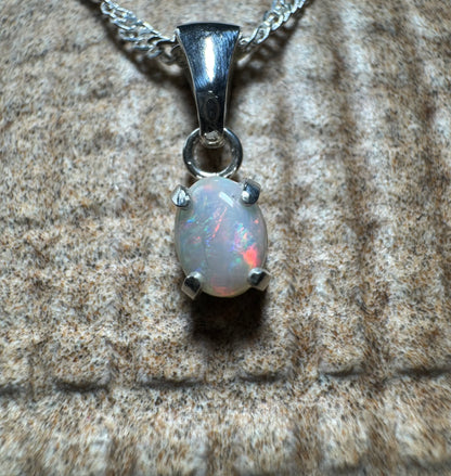 'Kakadu Reflections' ~ Handcrafted 0.6ct Solid Coober Pedy Opal Sterling Silver Pendant Necklace