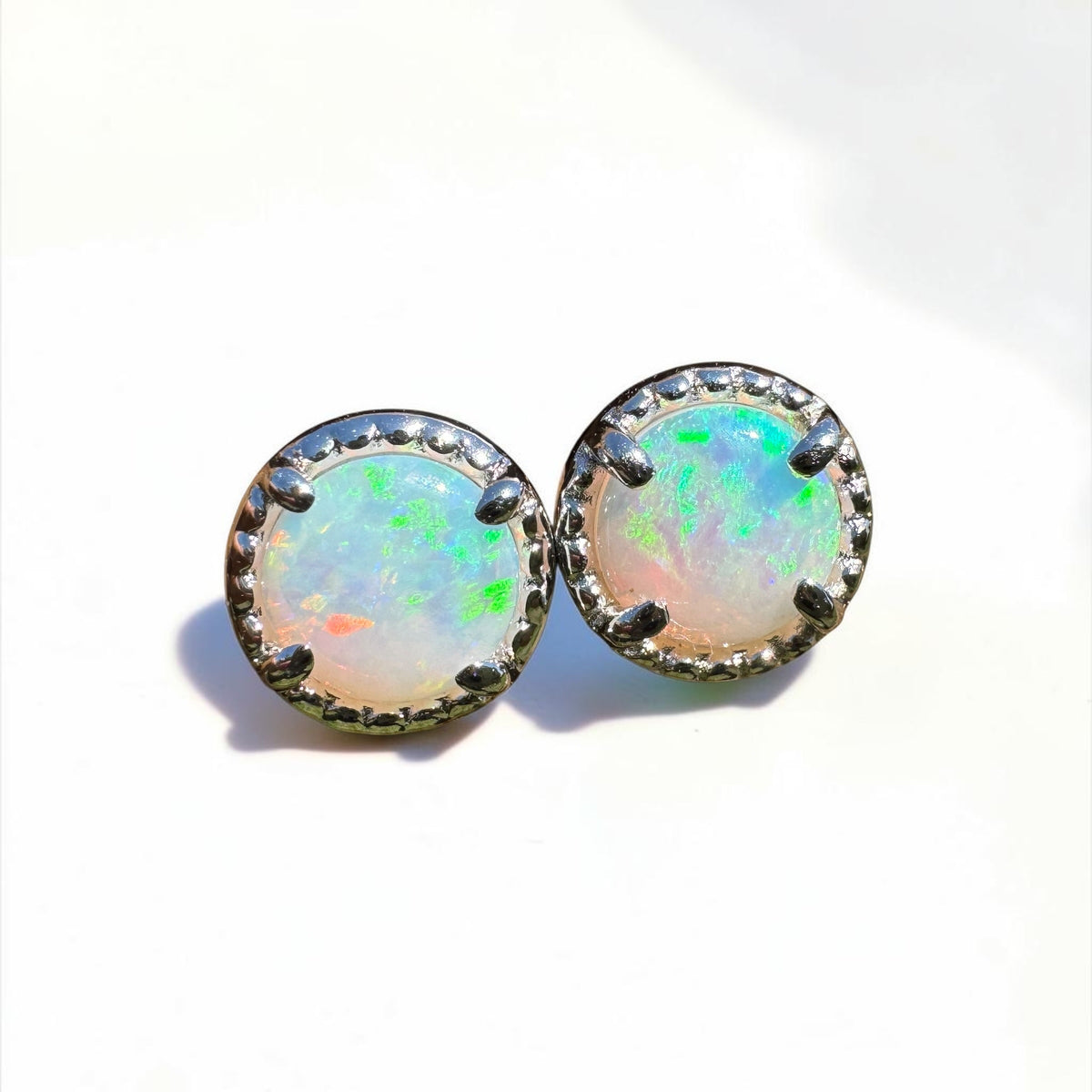 0.8ct Coober Pedy Opal Stud Earrings ~ 'Lake Tinaroo Blues' | 925 Sterling Silver | Solid Australian Opal