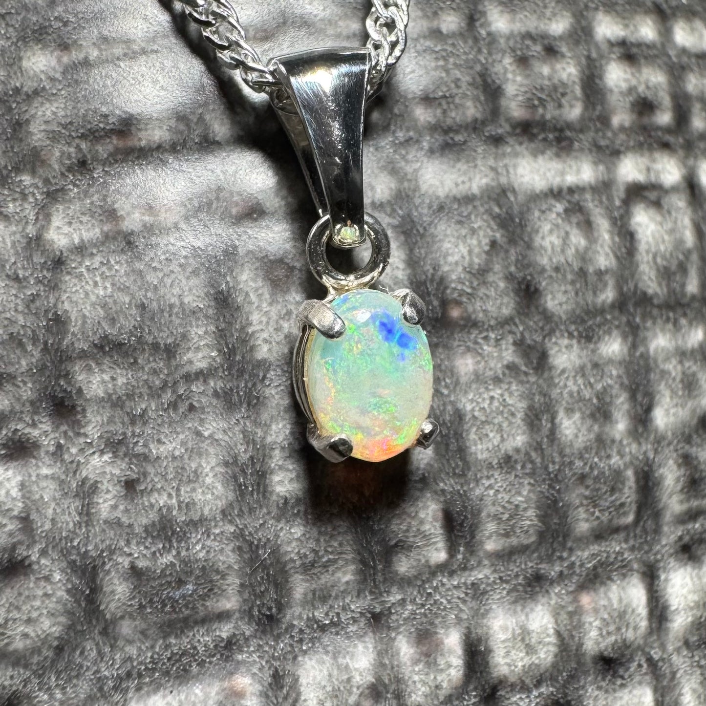 'Port Douglas Light' ~ Handcrafted 0.6ct Solid Coober Pedy Opal Sterling Silver Pendant Necklace