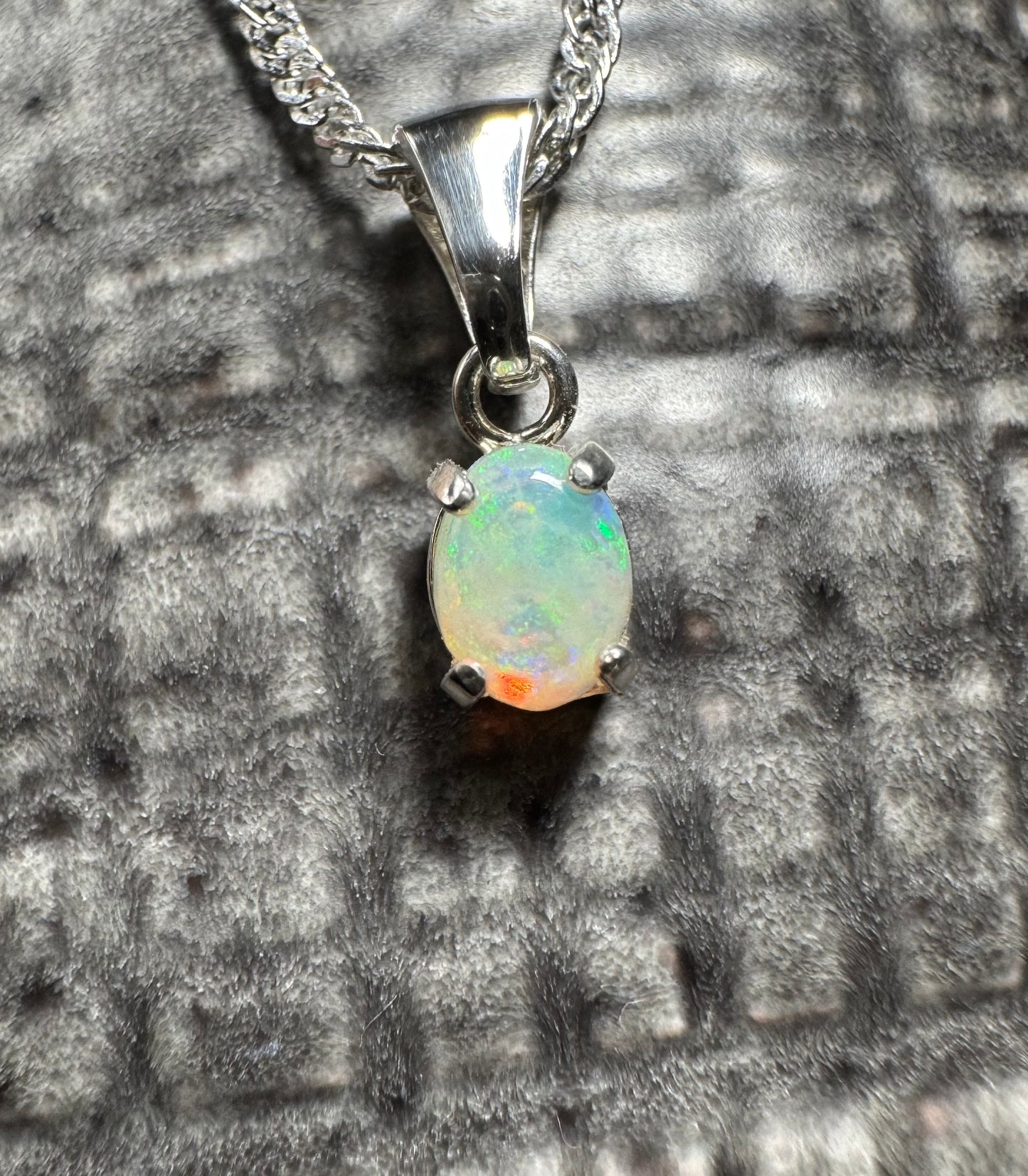 'Port Douglas Light' ~ Handcrafted 0.6ct Solid Coober Pedy Opal Sterling Silver Pendant Necklace