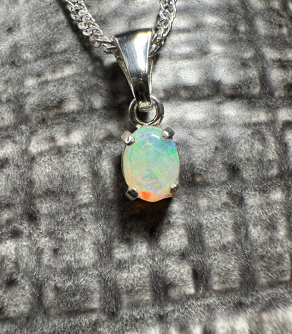 'Port Douglas Light' ~ Handcrafted 0.6ct Solid Coober Pedy Opal Sterling Silver Pendant Necklace