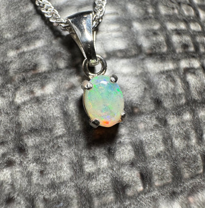 'Port Douglas Light' ~ Handcrafted 0.6ct Solid Coober Pedy Opal Sterling Silver Pendant Necklace