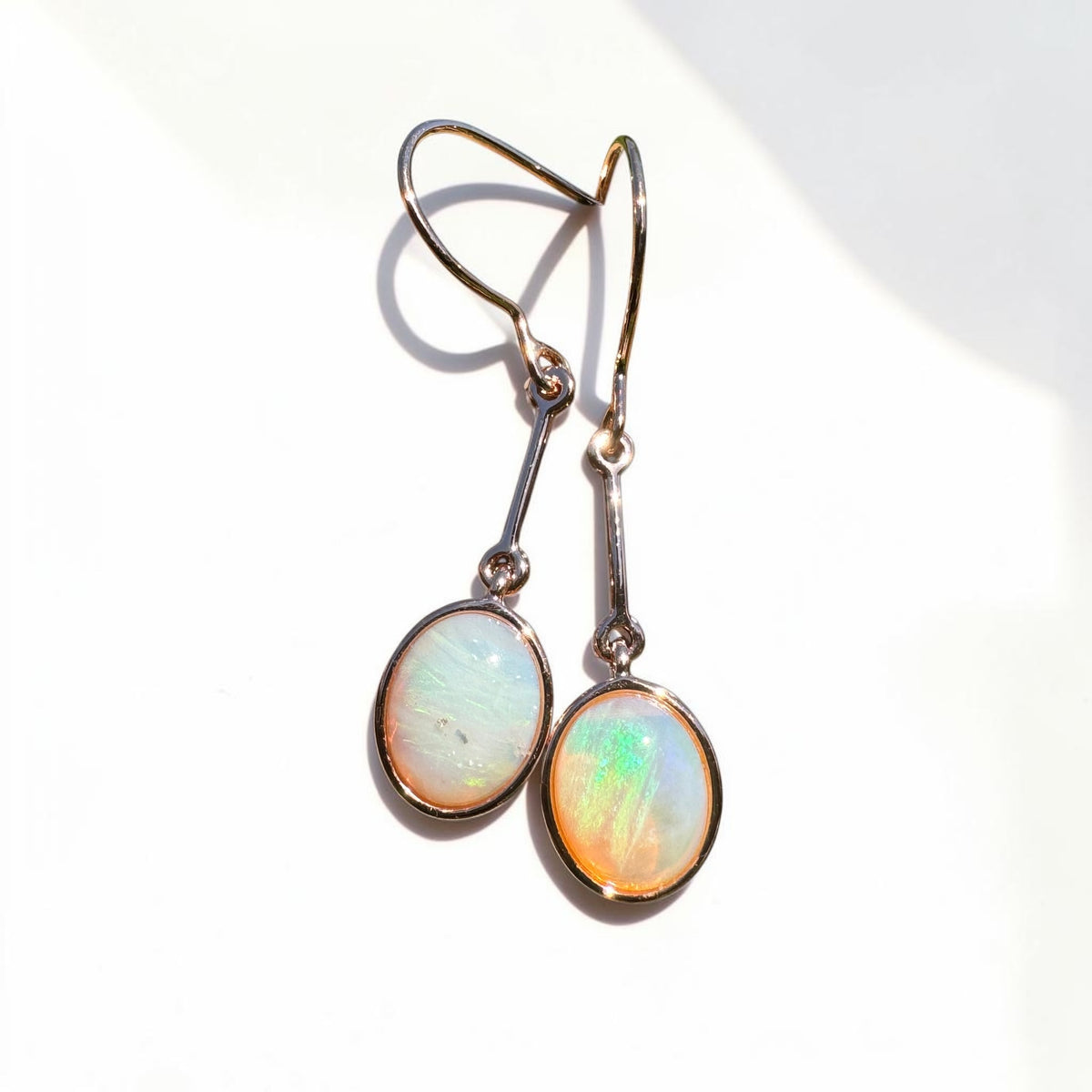2.4ct Coober Pedy Opal Hook Earrings ~ 'Hopkins Falls Drops' | Rose Gold Coated 925 Sterling Silver | Solid Australian Opal