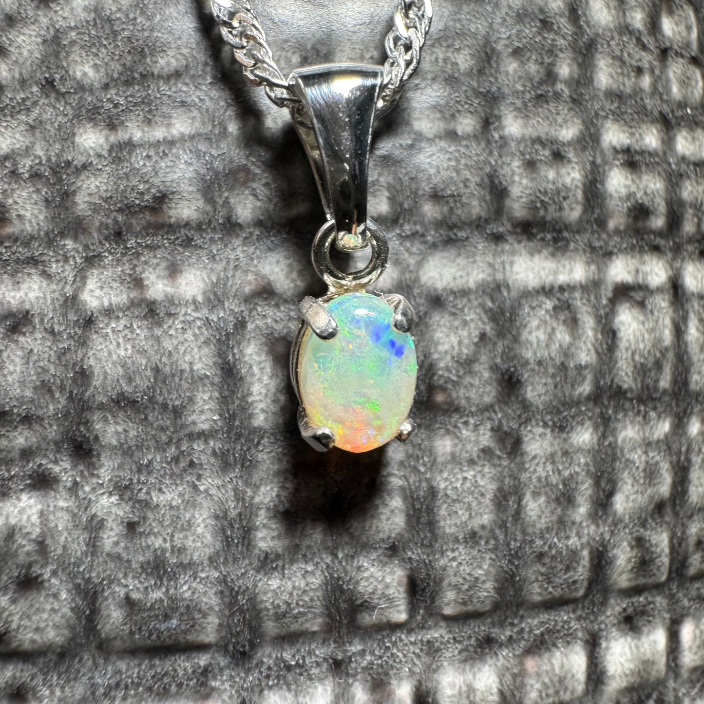 'Port Douglas Light' ~ Handcrafted 0.6ct Solid Coober Pedy Opal Sterling Silver Pendant Necklace