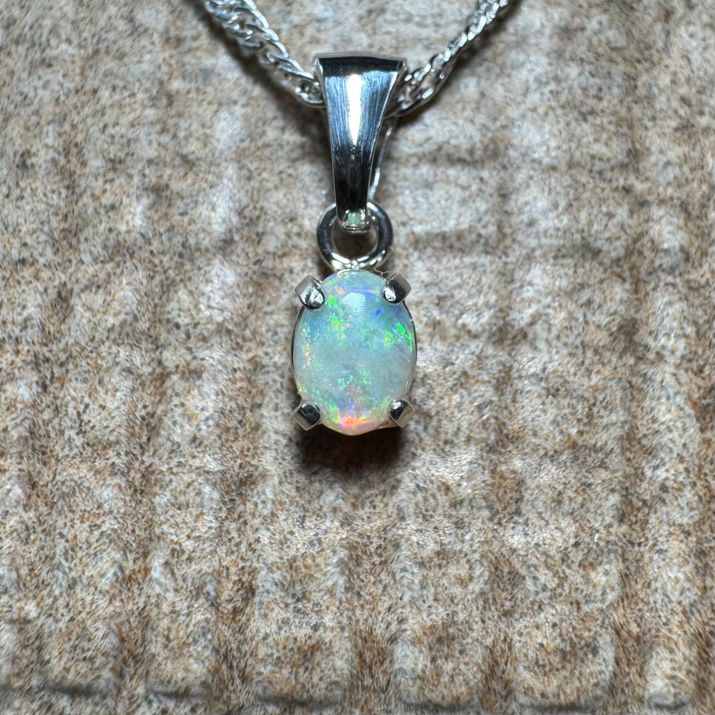 'Port Douglas Light' ~ Handcrafted 0.6ct Solid Coober Pedy Opal Sterling Silver Pendant Necklace