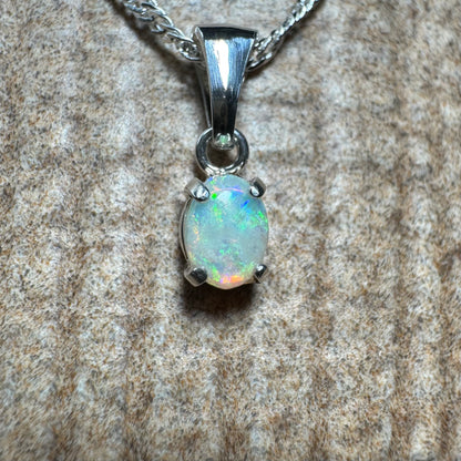 'Port Douglas Light' ~ Handcrafted 0.6ct Solid Coober Pedy Opal Sterling Silver Pendant Necklace