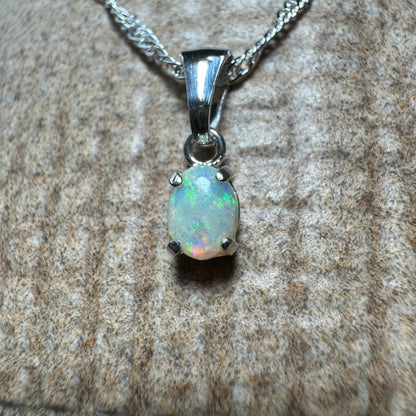 'Port Douglas Light' ~ Handcrafted 0.6ct Solid Coober Pedy Opal Sterling Silver Pendant Necklace