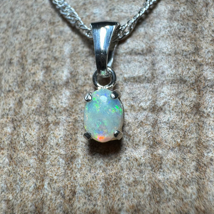 'Port Douglas Light' ~ Handcrafted 0.6ct Solid Coober Pedy Opal Sterling Silver Pendant Necklace