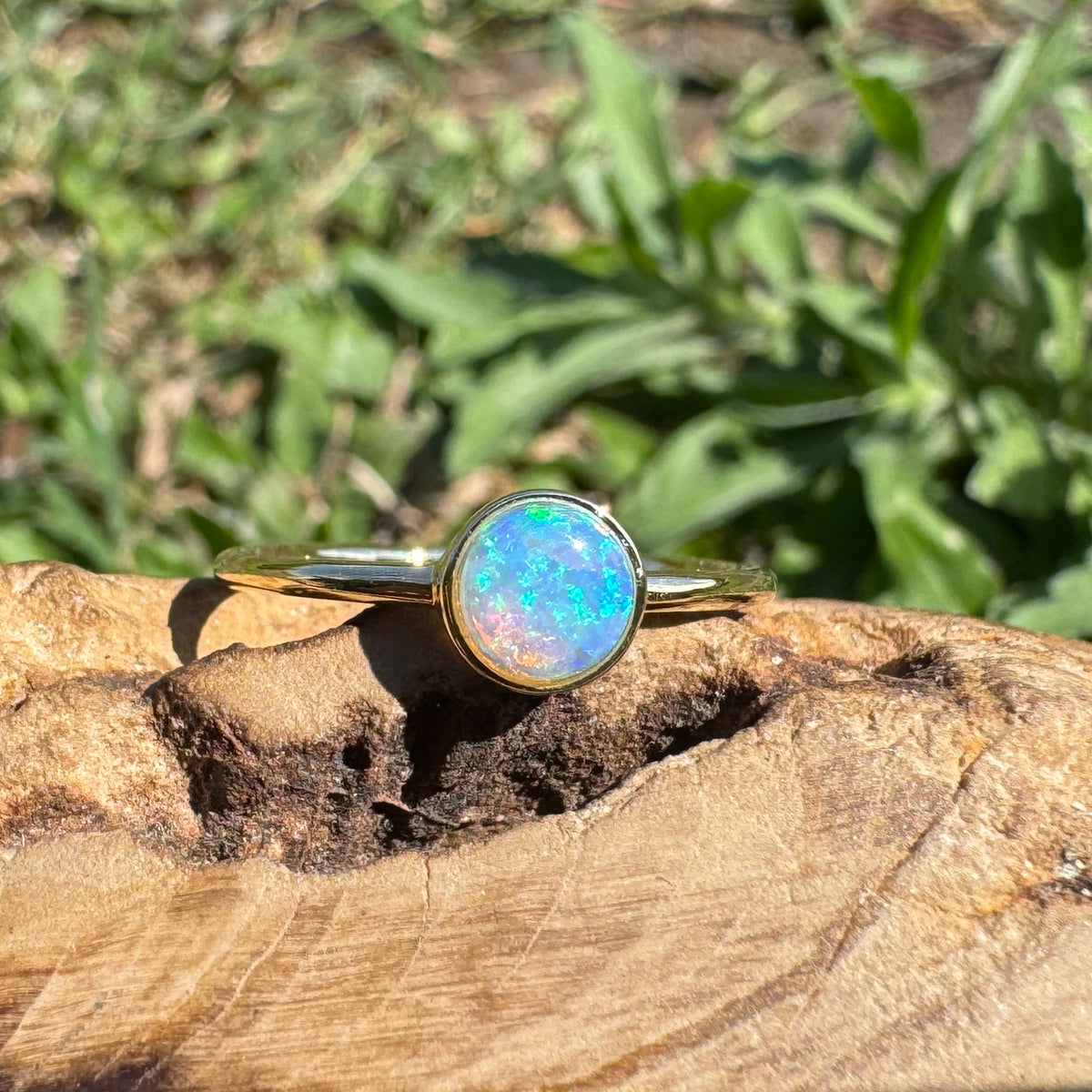 0.4ct Coober Pedy Opal Ring ~ 'Bay of Fires Gold' | 14ct Yellow Gold | Solid Australian Opal