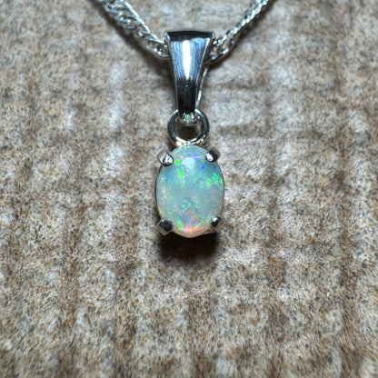 'Port Douglas Light' ~ Handcrafted 0.6ct Solid Coober Pedy Opal Sterling Silver Pendant Necklace