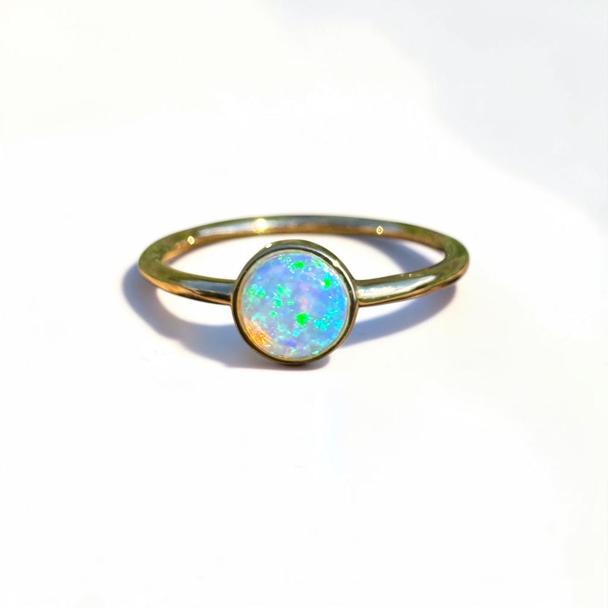 0.4ct Coober Pedy Opal Ring ~ 'Bay of Fires Gold' | 14ct Yellow Gold | Solid Australian Opal