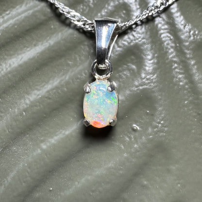 'Port Douglas Light' ~ Handcrafted 0.6ct Solid Coober Pedy Opal Sterling Silver Pendant Necklace