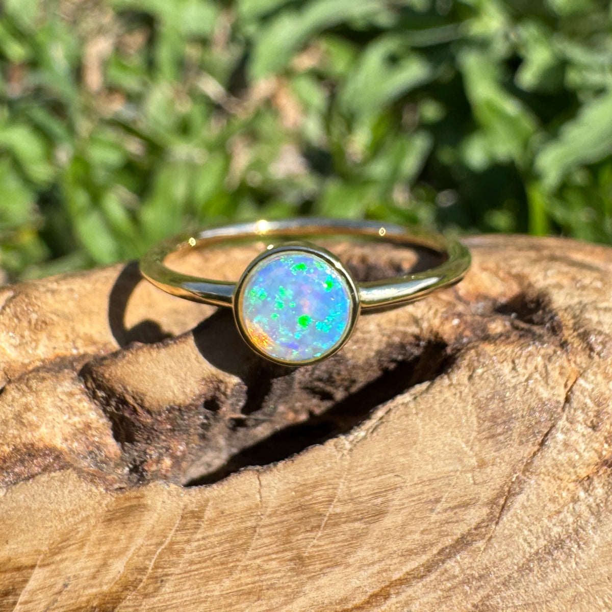 0.4ct Coober Pedy Opal Ring ~ 'Bay of Fires Gold' | 14ct Yellow Gold | Solid Australian Opal