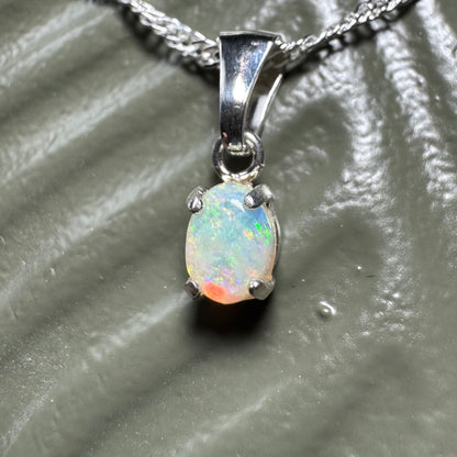 'Port Douglas Light' ~ Handcrafted 0.6ct Solid Coober Pedy Opal Sterling Silver Pendant Necklace