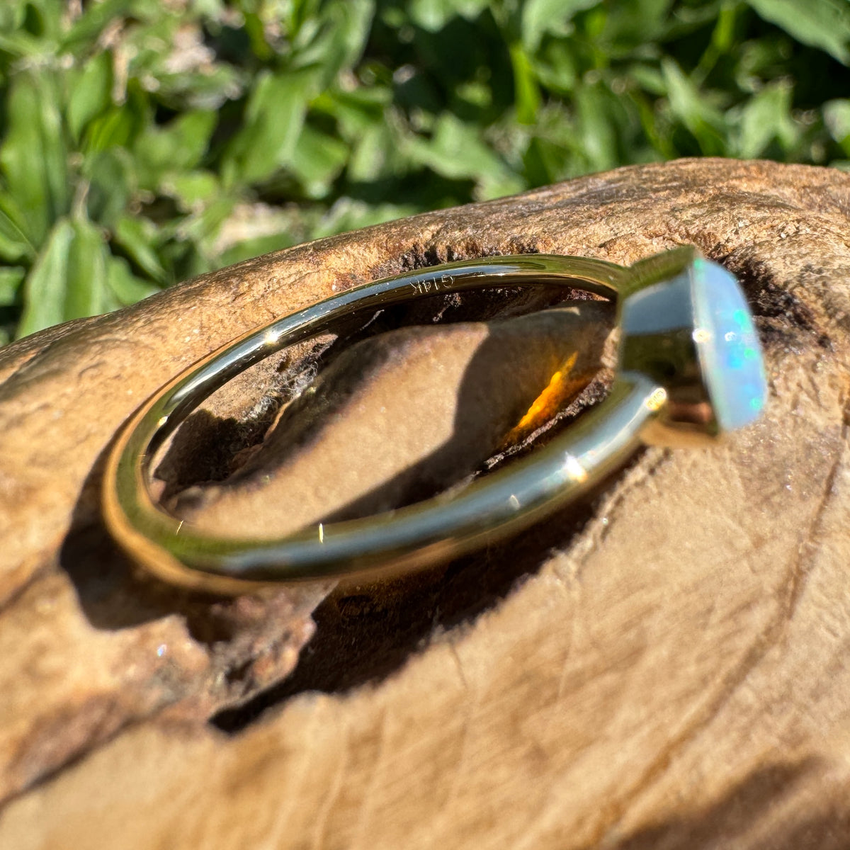 0.4ct Coober Pedy Opal Ring ~ 'Bay of Fires Gold' | 14ct Yellow Gold | Solid Australian Opal