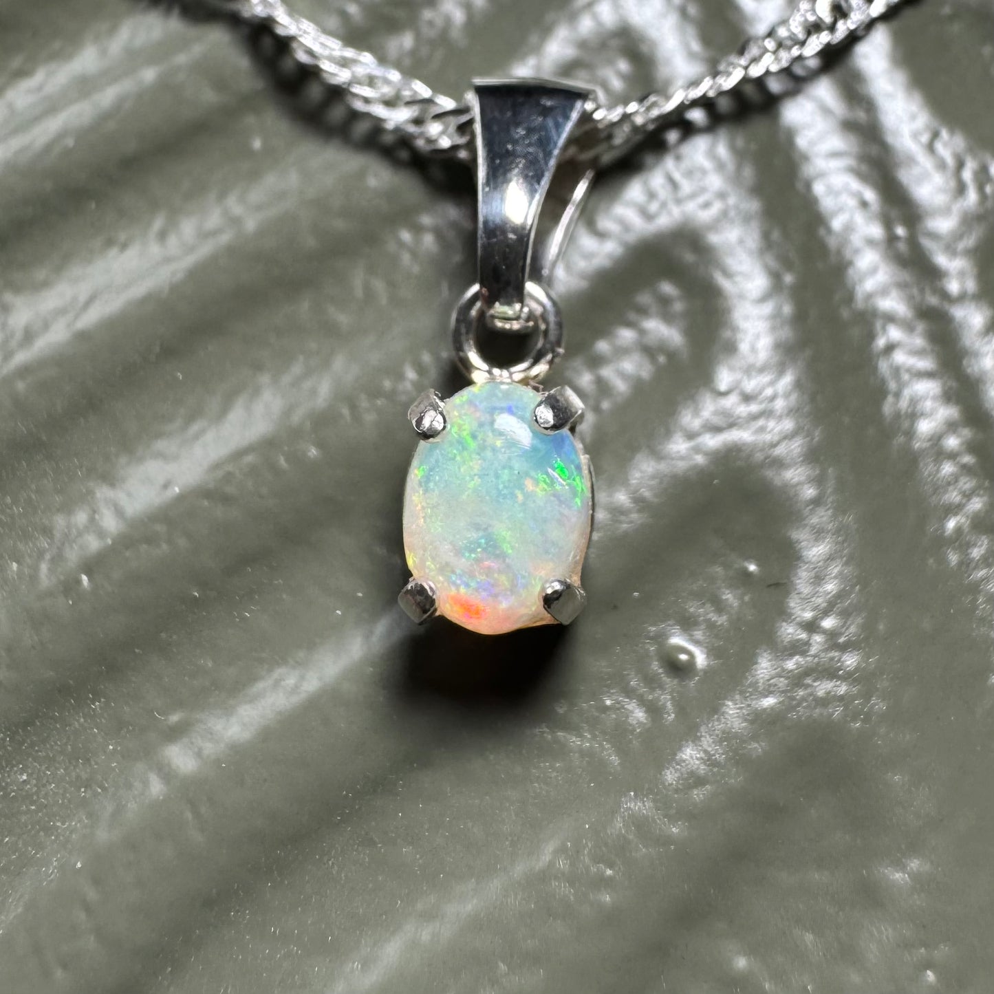 'Port Douglas Light' ~ Handcrafted 0.6ct Solid Coober Pedy Opal Sterling Silver Pendant Necklace