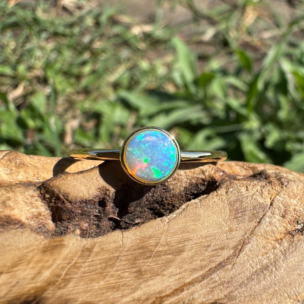 0.4ct Coober Pedy Opal Ring ~ 'Bay of Fires Gold' | 14ct Yellow Gold | Solid Australian Opal