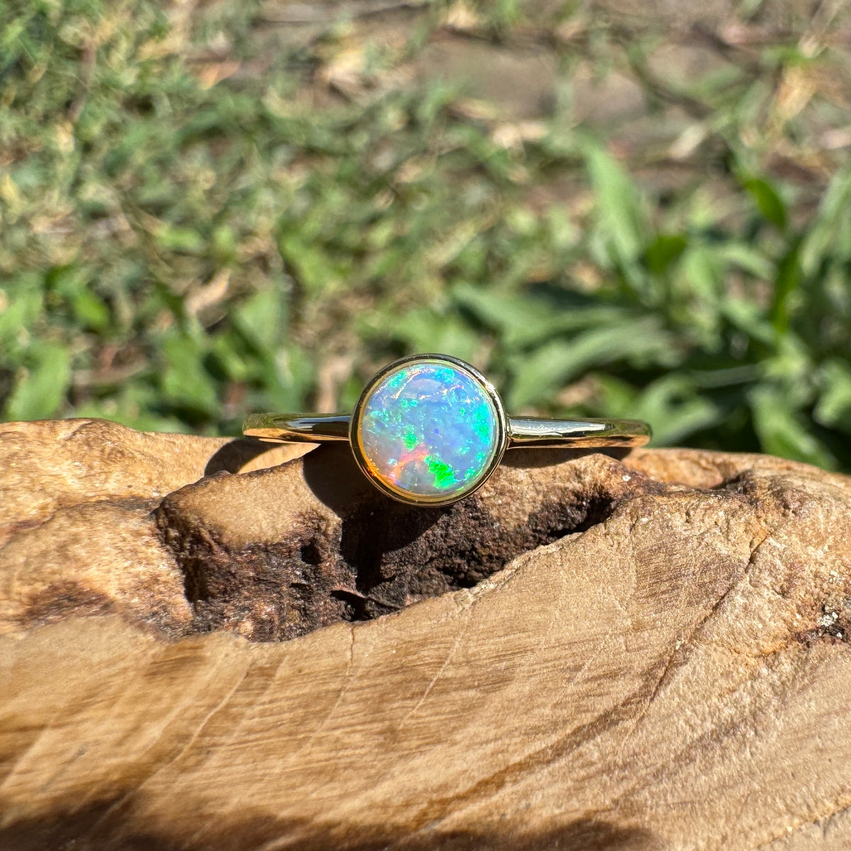 0.4ct Coober Pedy Opal Ring ~ 'Bay of Fires Gold' | 14ct Yellow Gold | Solid Australian Opal