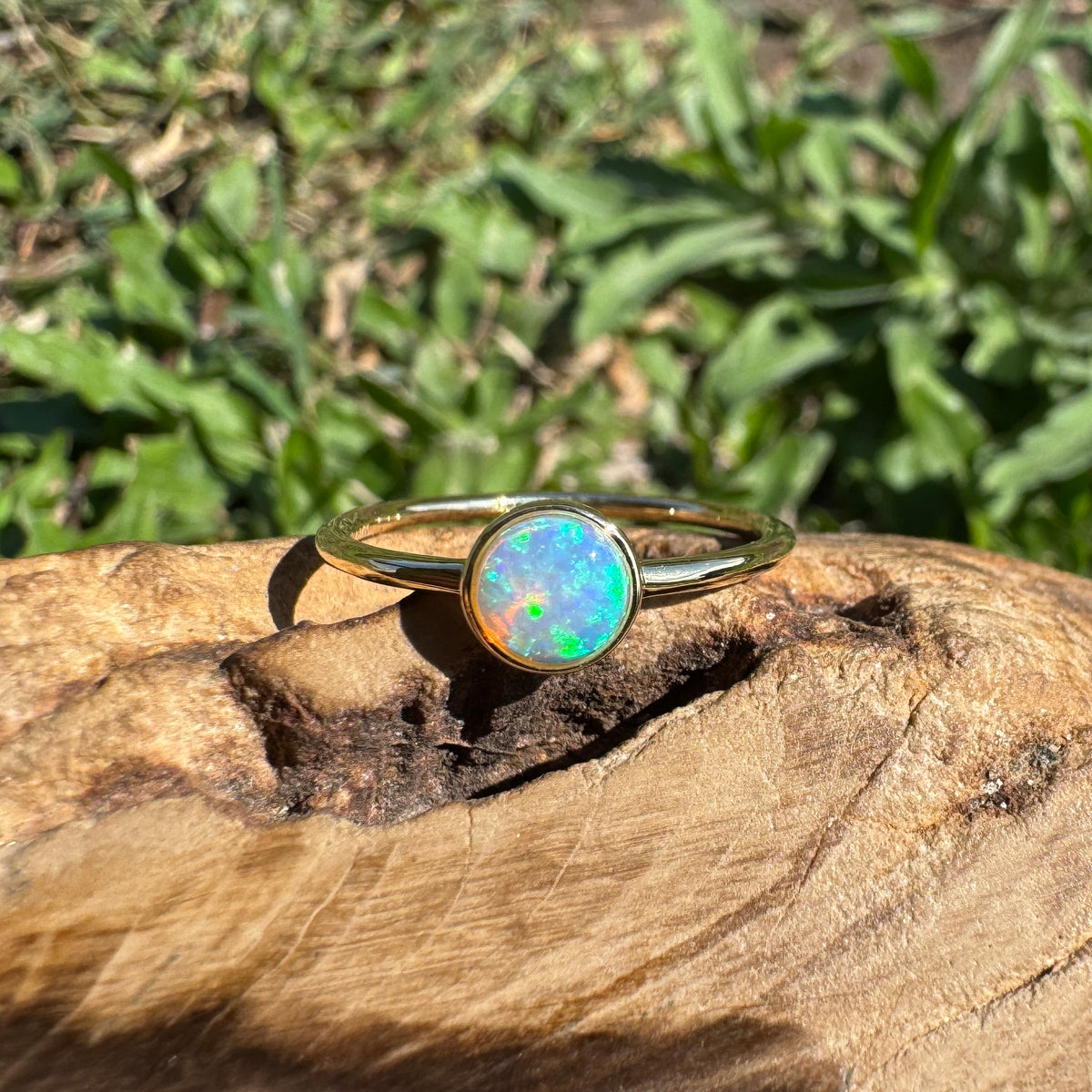 0.4ct Coober Pedy Opal Ring ~ 'Bay of Fires Gold' | 14ct Yellow Gold | Solid Australian Opal