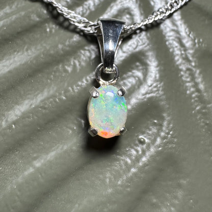 'Port Douglas Light' ~ Handcrafted 0.6ct Solid Coober Pedy Opal Sterling Silver Pendant Necklace