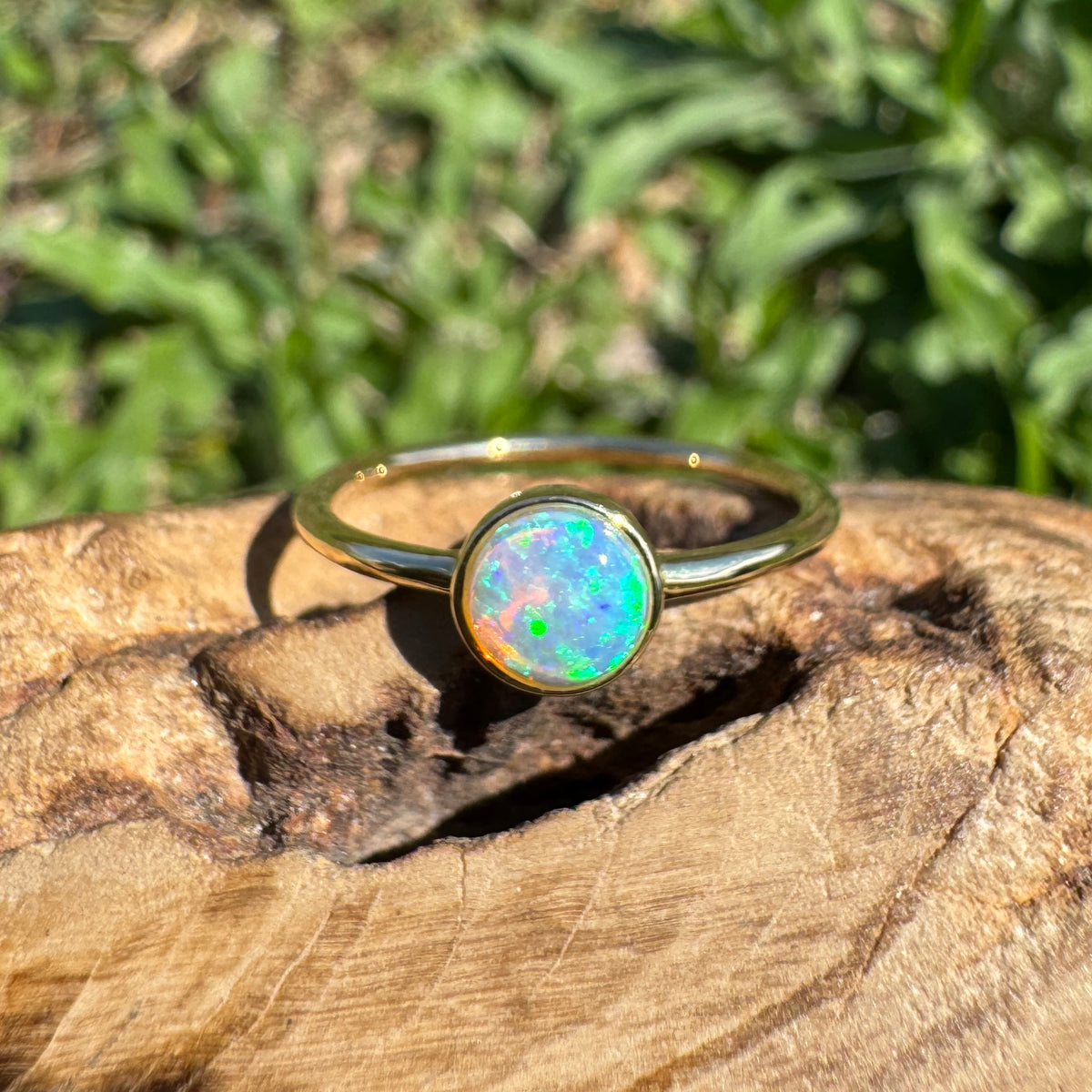 0.4ct Coober Pedy Opal Ring ~ 'Bay of Fires Gold' | 14ct Yellow Gold | Solid Australian Opal