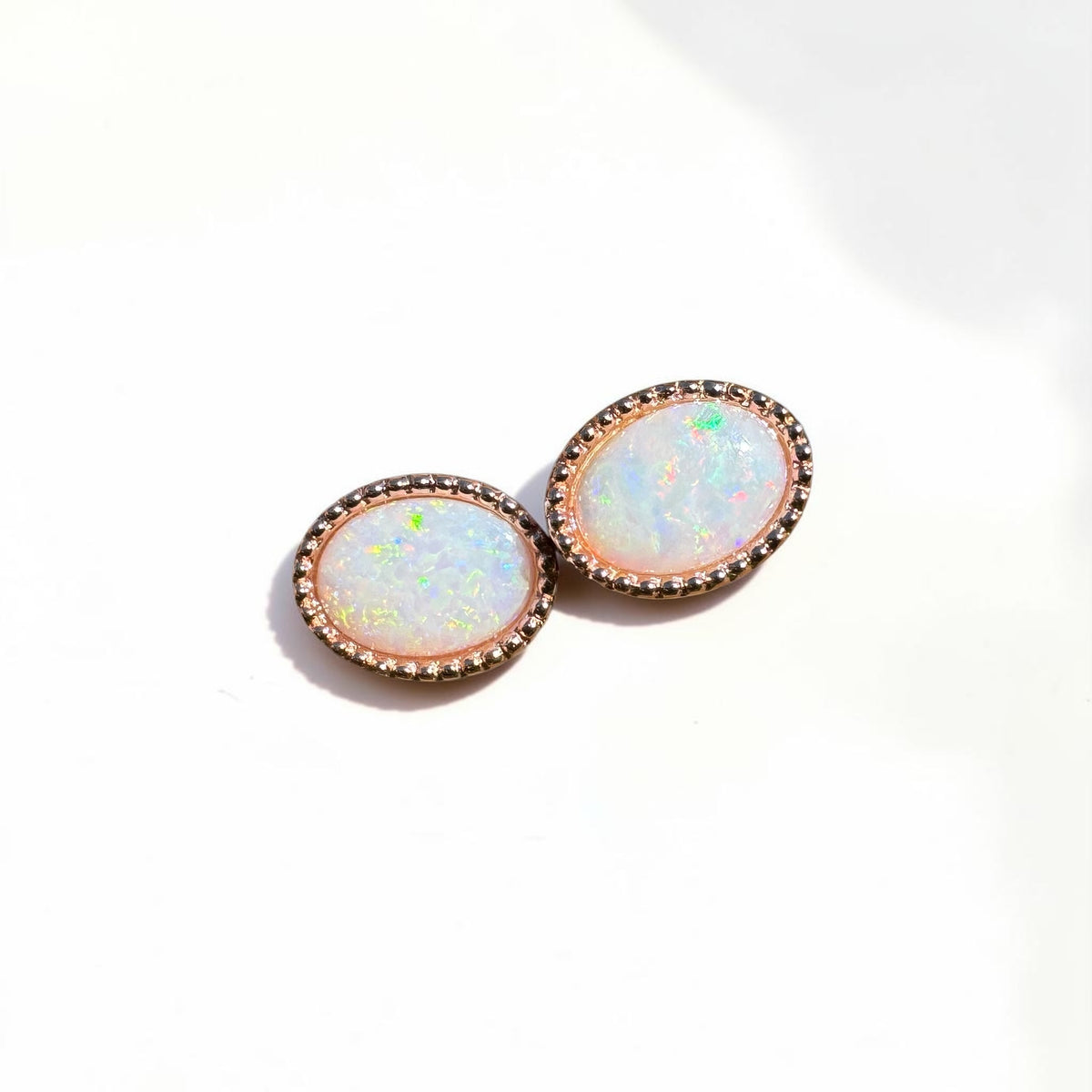 1.2ct Coober Pedy Opal Stud Earrings ~ 'Victor Harbor Glow' | Rose Gold Coated 925 Sterling Silver | Solid Australian Opal