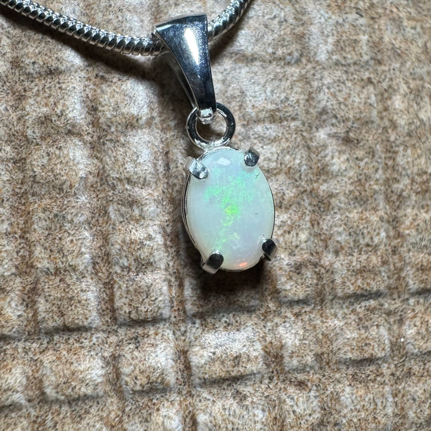 'Coober Pedy Jewel' ~ Handcrafted 0.7ct Solid Coober Pedy Opal Sterling Silver Pendant Necklace