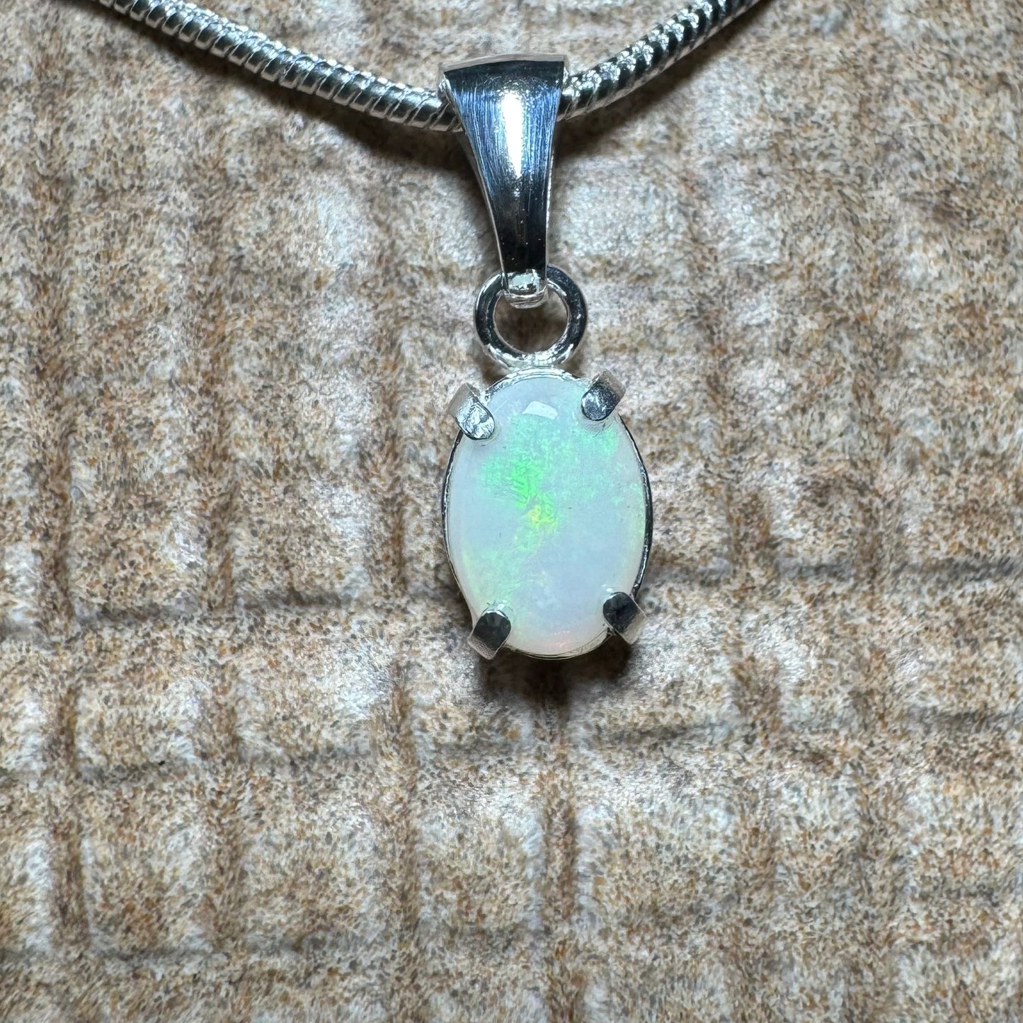 'Coober Pedy Jewel' ~ Handcrafted 0.7ct Solid Coober Pedy Opal Sterling Silver Pendant Necklace