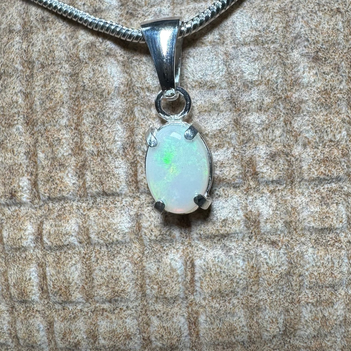 'Coober Pedy Jewel' ~ Handcrafted 0.7ct Solid Coober Pedy Opal Sterling Silver Pendant Necklace