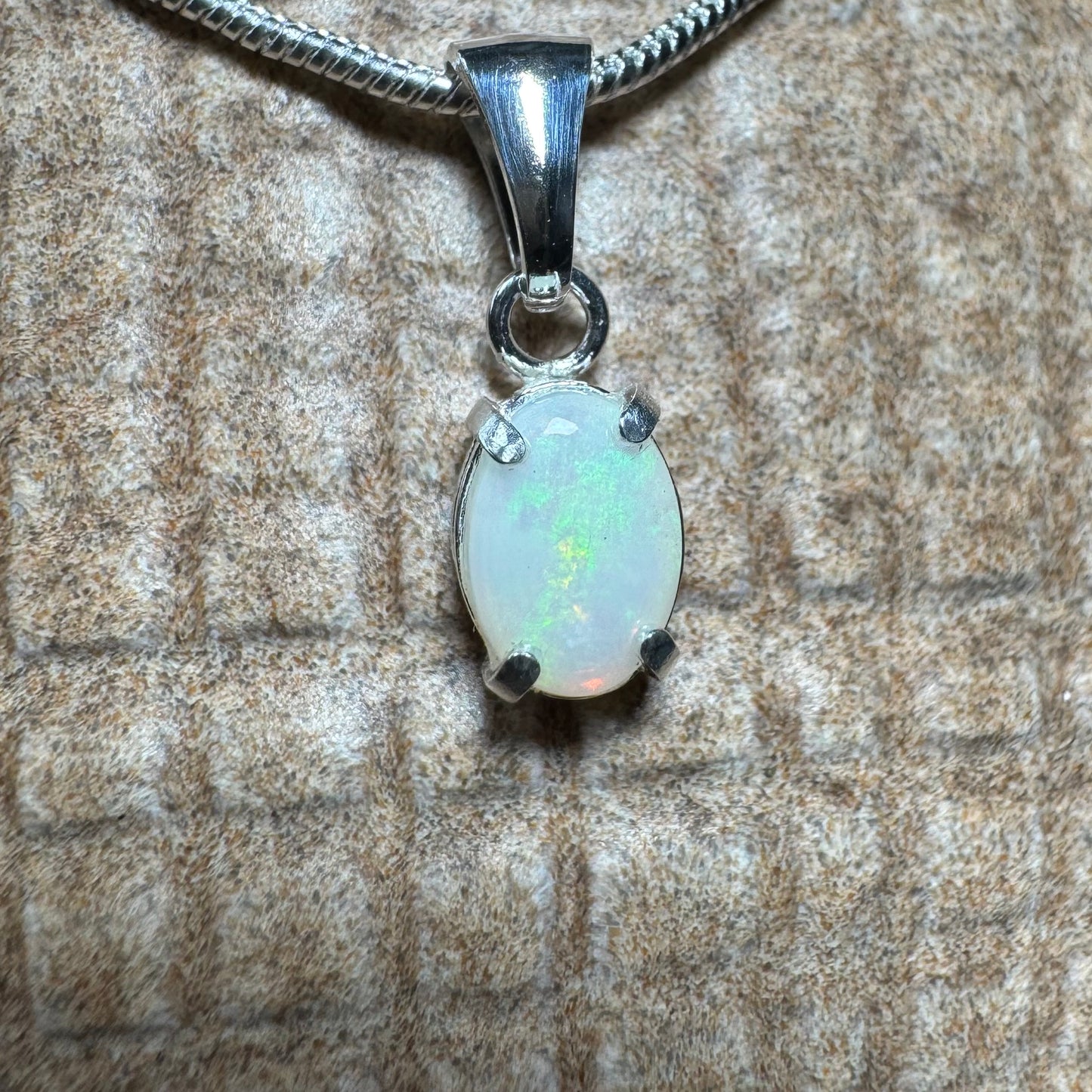 'Coober Pedy Jewel' ~ Handcrafted 0.7ct Solid Coober Pedy Opal Sterling Silver Pendant Necklace