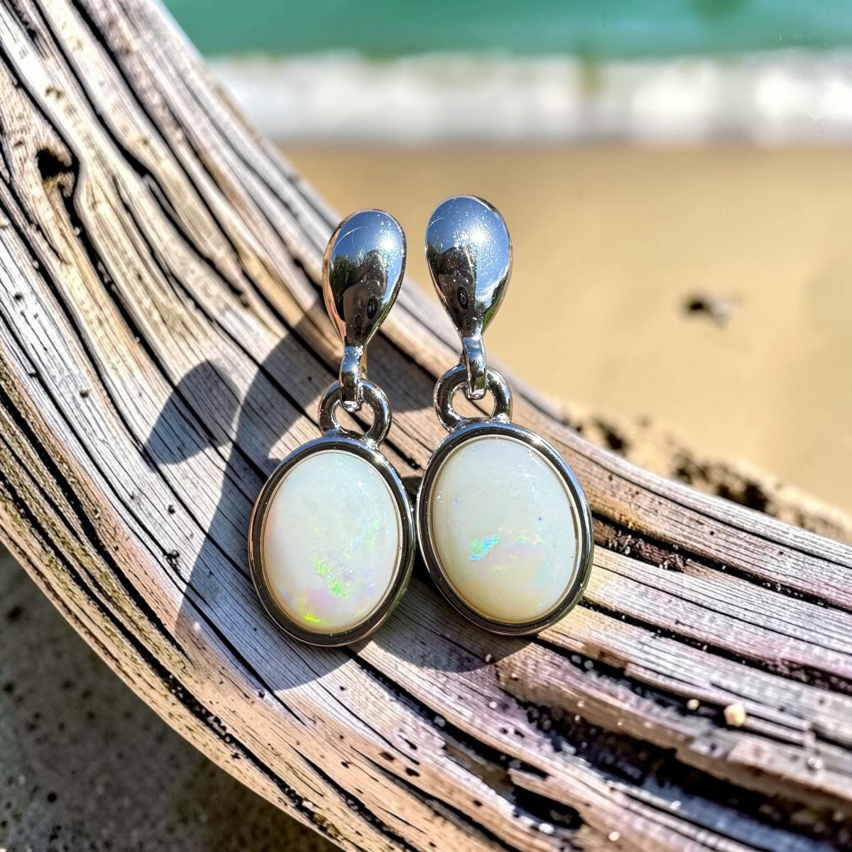 1.4ct Coober Pedy Opal Stud Drop Earrings ~ 'Redbank Gorge Ember' | 925 Sterling Silver | Solid Australian Opal