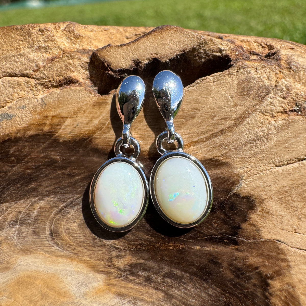 1.4ct Coober Pedy Opal Stud Drop Earrings ~ 'Redbank Gorge Ember' | 925 Sterling Silver | Solid Australian Opal
