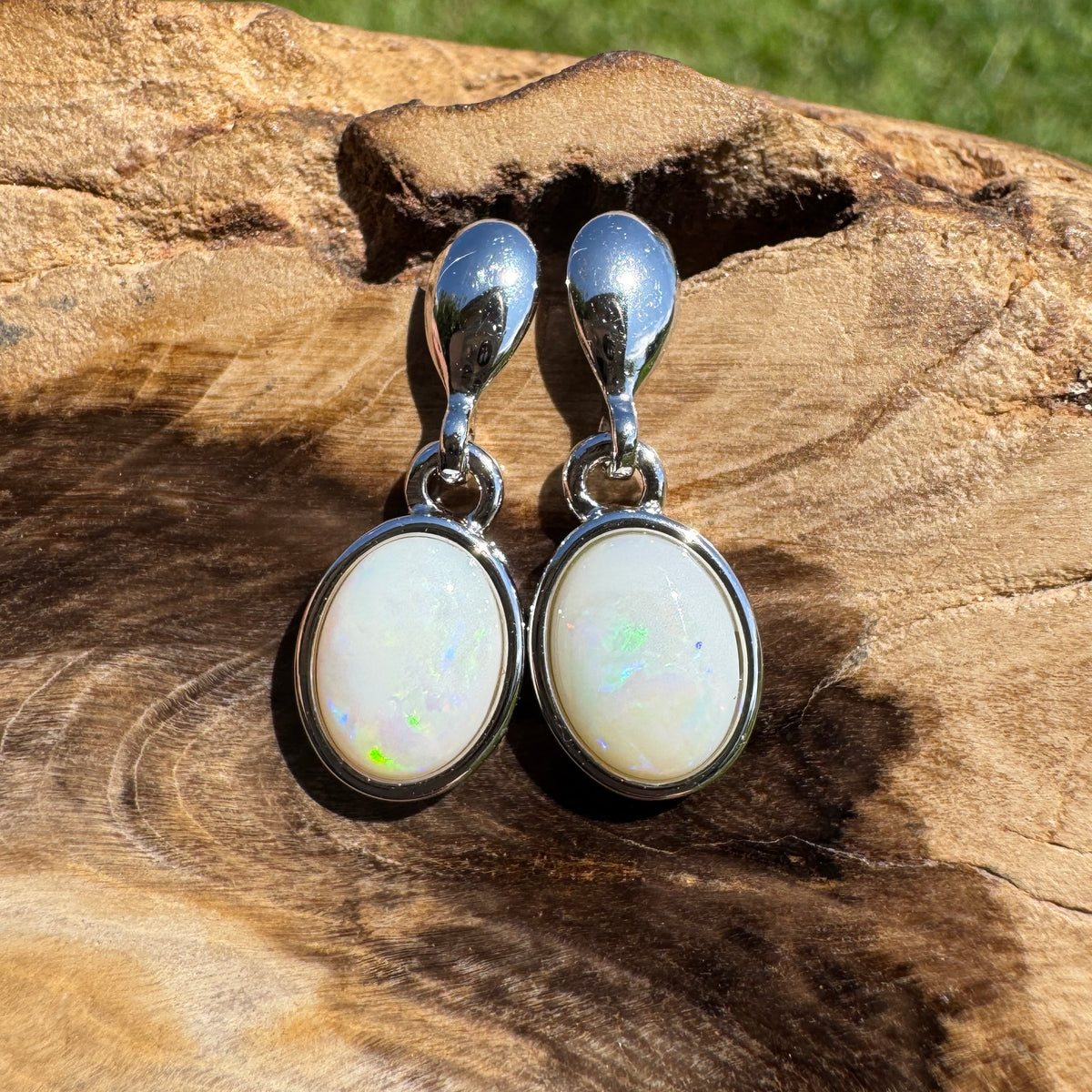 1.4ct Coober Pedy Opal Stud Drop Earrings ~ 'Redbank Gorge Ember' | 925 Sterling Silver | Solid Australian Opal