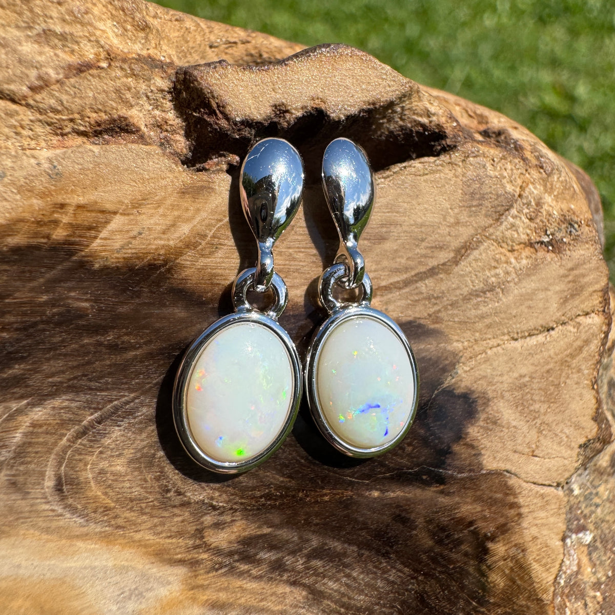 1.4ct Coober Pedy Opal Stud Drop Earrings ~ 'Redbank Gorge Ember' | 925 Sterling Silver | Solid Australian Opal