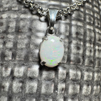 'Lake Eyre Glow' ~ Handcrafted 0.8ct Solid Coober Pedy Opal Sterling Silver Pendant Necklace