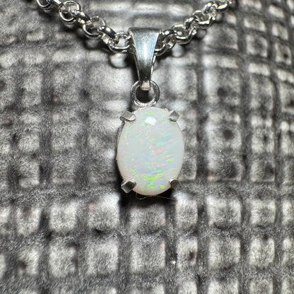 'Lake Eyre Glow' ~ Handcrafted 0.8ct Solid Coober Pedy Opal Sterling Silver Pendant Necklace