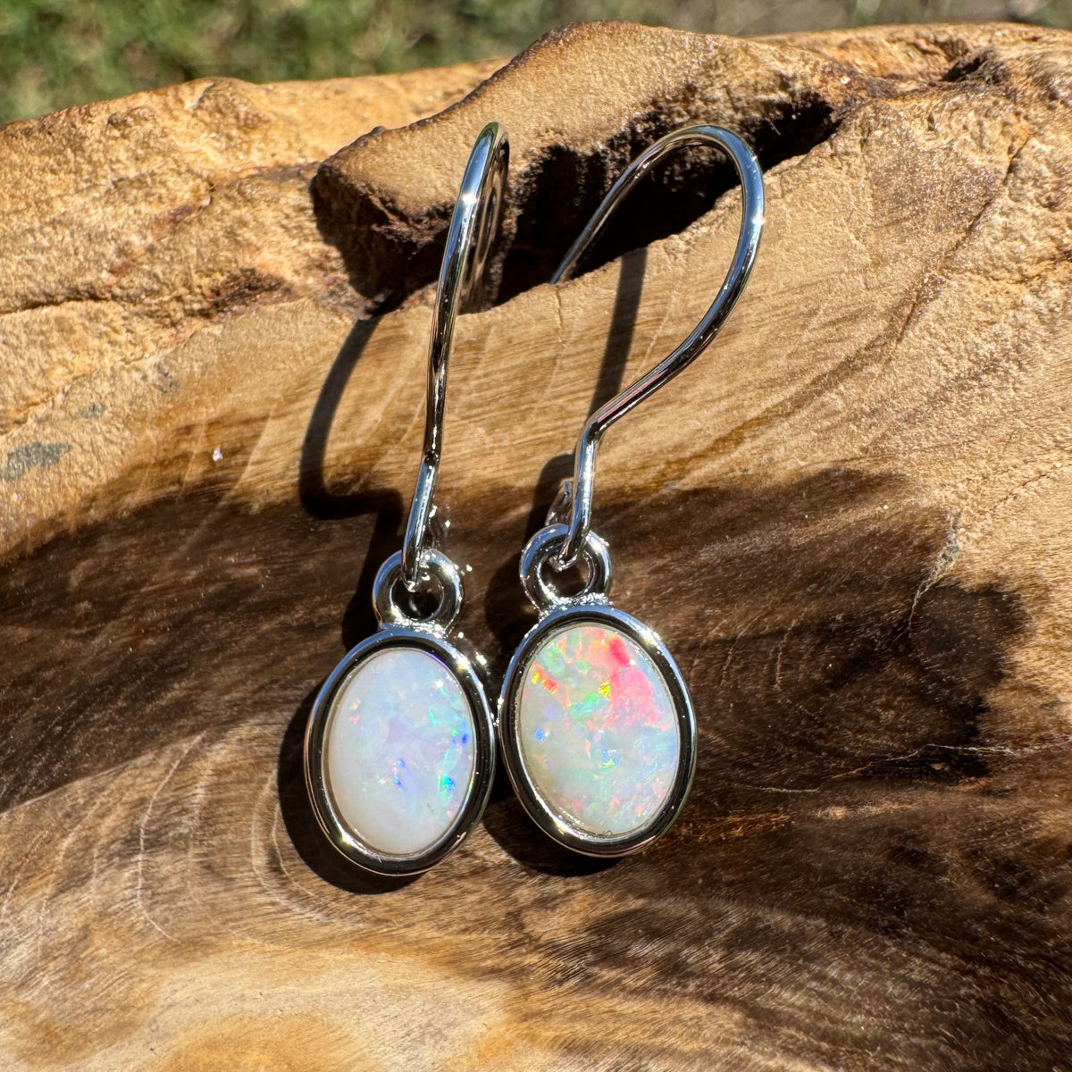 1.2ct Coober Pedy Opal Hook Earrings ~ 'Mount Augustus Drops' | 925 Sterling Silver | Solid Australian Opal