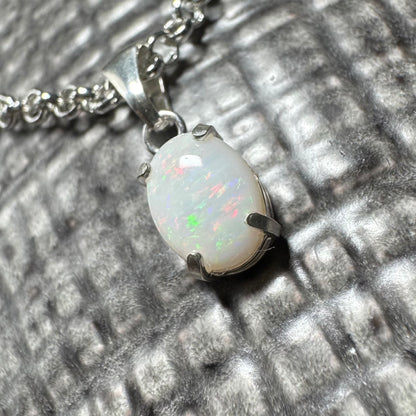 'Lake Eyre Glow' ~ Handcrafted 0.8ct Solid Coober Pedy Opal Sterling Silver Pendant Necklace