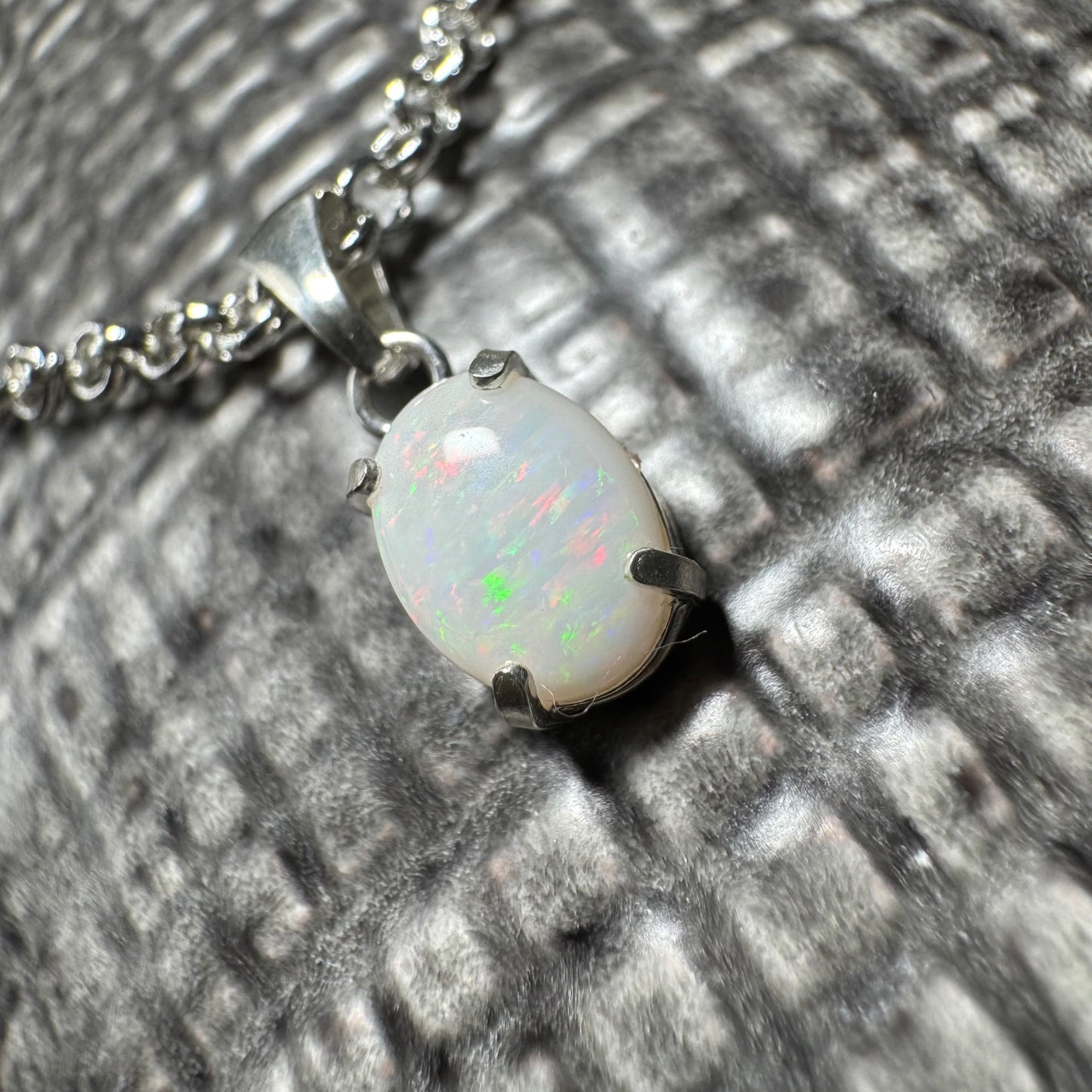 'Lake Eyre Glow' ~ Handcrafted 0.8ct Solid Coober Pedy Opal Sterling Silver Pendant Necklace