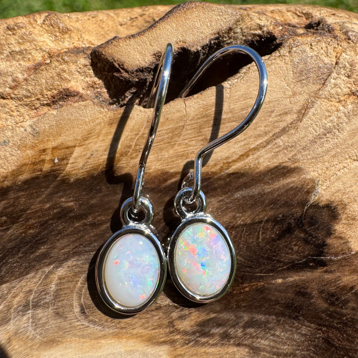 1.2ct Coober Pedy Opal Hook Earrings ~ 'Mount Augustus Drops' | 925 Sterling Silver | Solid Australian Opal