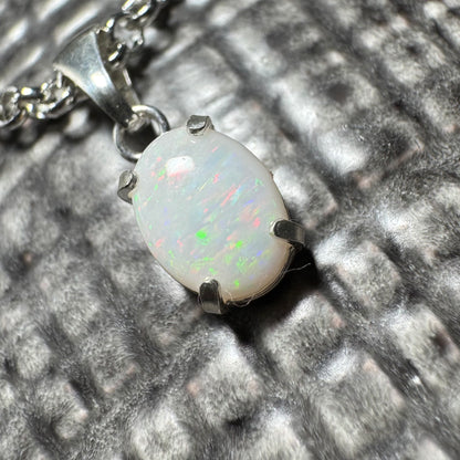 'Lake Eyre Glow' ~ Handcrafted 0.8ct Solid Coober Pedy Opal Sterling Silver Pendant Necklace