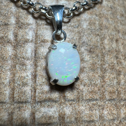 'Lake Eyre Glow' ~ Handcrafted 0.8ct Solid Coober Pedy Opal Sterling Silver Pendant Necklace