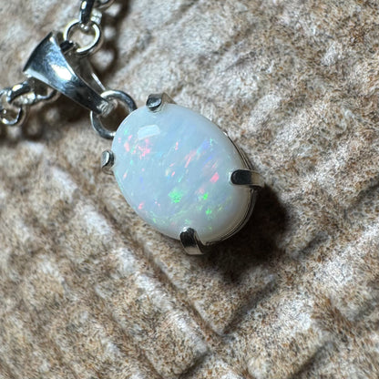 'Lake Eyre Glow' ~ Handcrafted 0.8ct Solid Coober Pedy Opal Sterling Silver Pendant Necklace