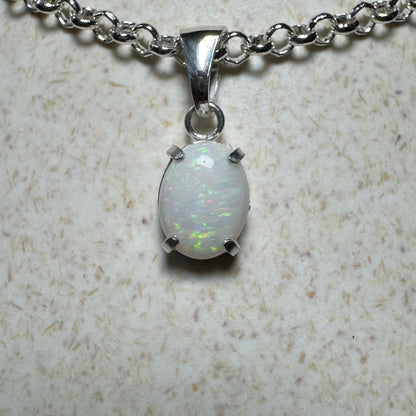 'Lake Eyre Glow' ~ Handcrafted 0.8ct Solid Coober Pedy Opal Sterling Silver Pendant Necklace