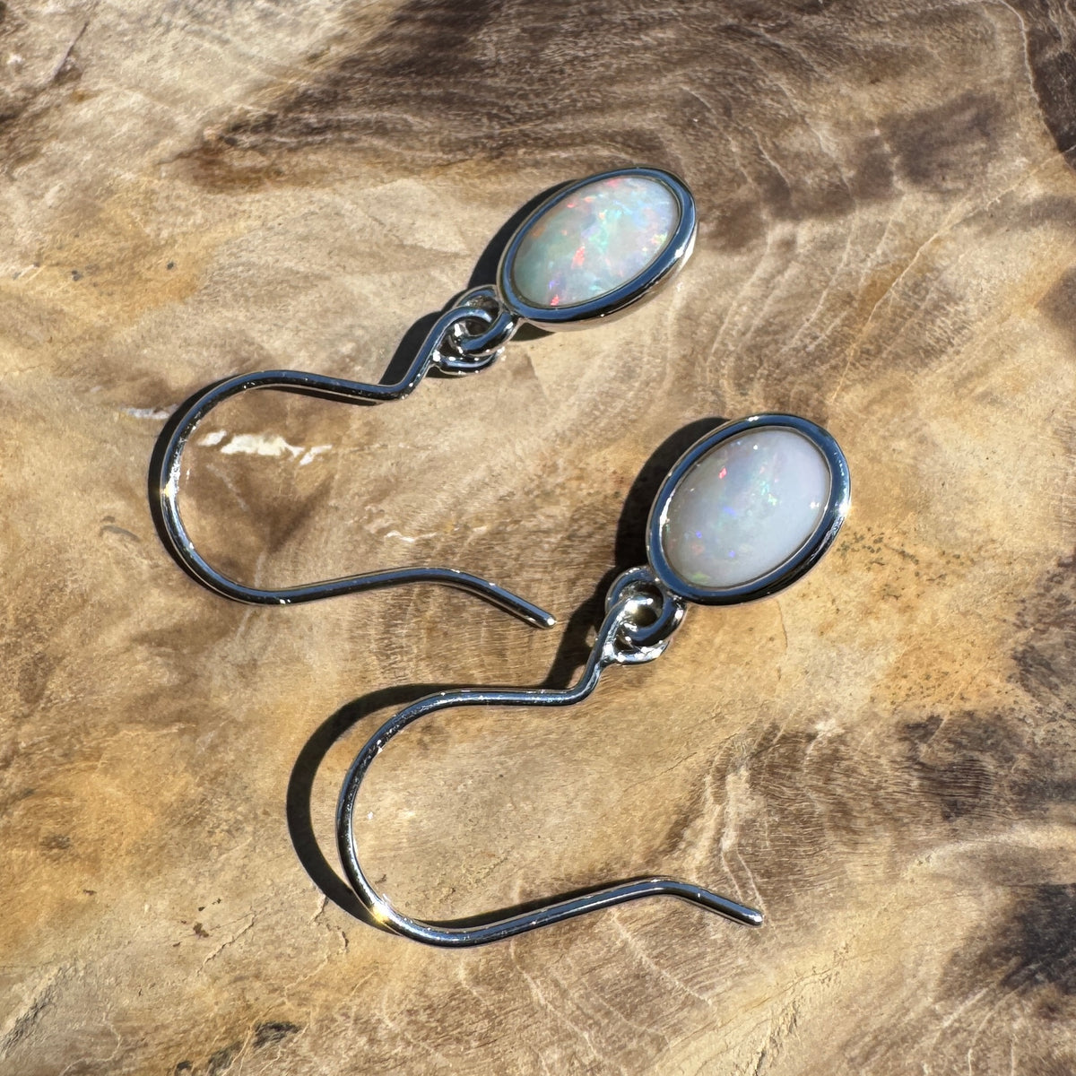 1.2ct Coober Pedy Opal Hook Earrings ~ 'Mount Augustus Drops' | 925 Sterling Silver | Solid Australian Opal