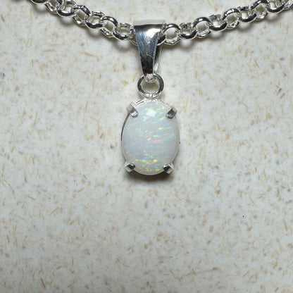 'Lake Eyre Glow' ~ Handcrafted 0.8ct Solid Coober Pedy Opal Sterling Silver Pendant Necklace