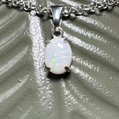 'Lake Eyre Glow' ~ Handcrafted 0.8ct Solid Coober Pedy Opal Sterling Silver Pendant Necklace