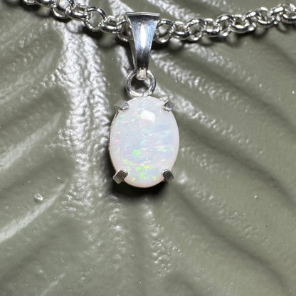 'Lake Eyre Glow' ~ Handcrafted 0.8ct Solid Coober Pedy Opal Sterling Silver Pendant Necklace